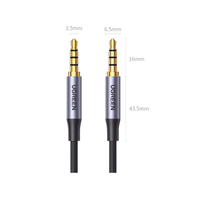 Cable Auxiliar de 3.5mm / Cable Audio Estéreo / Núcleo de Alambre de Cobre Esmaltado / Carcasa de Aluminio Azul + Nylon Trenzado / Soporta Micrófono / 2 Metros