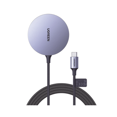 Cargador Inalámbrico Magnético | 15W | Tecnología Magsafe | Certificado MFM | Modulo de Carga Original | Carga Rápida | Fuerte Absorción Magnética | Cable de Malla de Nylon Trenzado | 1.5 metros | Multi Protecci&