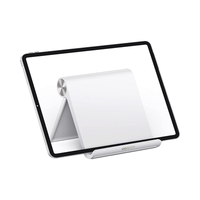 Soporte de Escritorio para Tablet / Ajustable de 0° a 100° / Goma Antiarañazos / Antideslizante / Amplia Compatibilidad con dispositivos de 4'' a 13'' / Plegable / ABS / Color Blanco