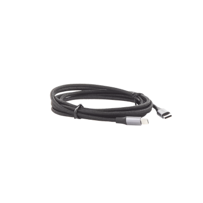 Cable USB-C a USB-C | 2 Metros | Transferencia de datos de 480 Mbps | Carga Rápida de hasta 60W | QC 4.0/3.0/2.0 | PD3.0 | FPC | AFC | Protección Integrada | Caja de Aluminio | Nylon Trenzado | Color Negro | 2 años de Garantía.