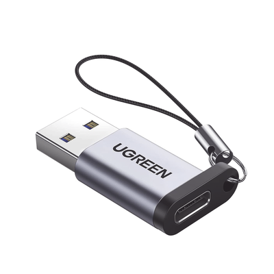 Adaptador USB 3.0 Macho a USB-C 3.1 Tipo C Hembra / Caja de Aluminio / Carga y sincronización de datos / Admite corriente de 3A