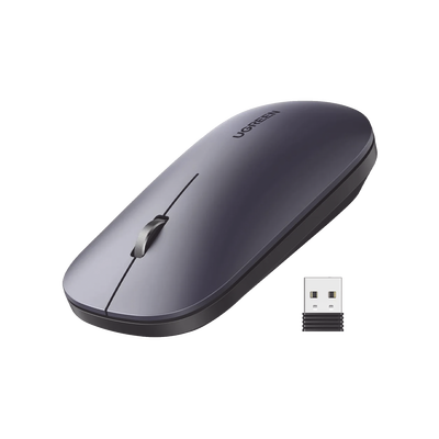 Mouse inalámbrico 2.4 GHz / Ultra Delgado y Silencioso / DPI 1000/1600/2000/4000 (Ajustable) / Alcance 10m / Scroll de Aluminio / Adaptable a diferentes superficies / Diseño suave al tacto / Contiene Receptor USB / Color Negro