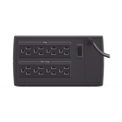 Regulador De Voltaje de 1000VA/500W, Entrada NEMA 5-15P, Con 8 Salidas NEMA 5-15R y Supresión de Picos a 245 Joules