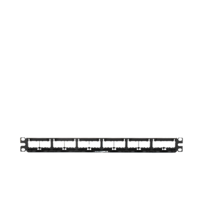 Panel de Parcheo Modular Mini-Com (Sin Conectores), Plano, Sin Blindaje, Con Etiqueta y Cubierta, de 24 puertos, 1UR