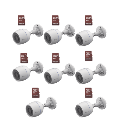 Kit de Camaras WiFi, Incluye 8 Piezas CS-H3C y 8 Piezas HS-TF-E1/32G / Detección de Movimiento
