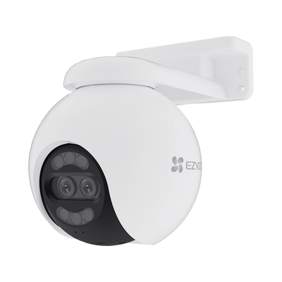 Cámara PT / Wi-Fi / Lente Dual / Panorámica 360° / Resolución 4K / Visión Nocturna ColorFULL / IA Detección de Humanos y Vehiculos / Alarma con Sirena y Luz / IP65