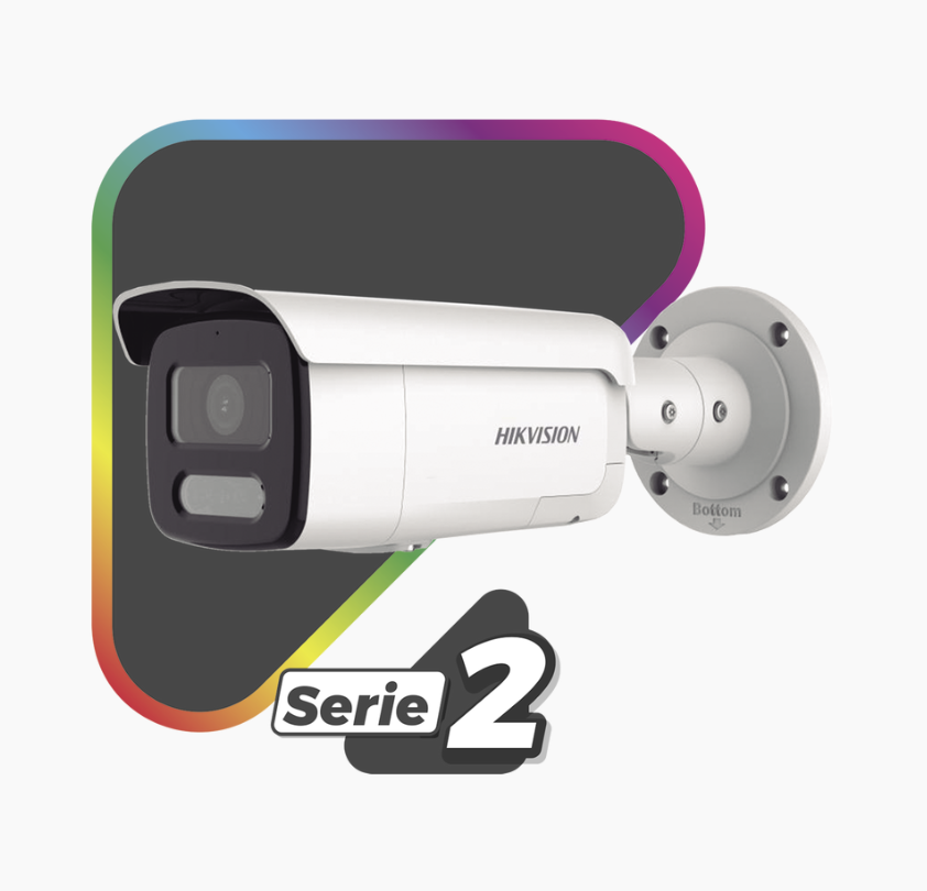 [ PROTECCIÓN ACTIVA Bala IP 8 Megapixel / Lente 4 mm / Dual Light (60 mts IR + 60 mts Luz Blanca) / Exterior IP67 / Luz Intermitente y Alerta de Audio / Micrófono Integrado / Videoanaliticos (Filtro de Falsas Alarmas)