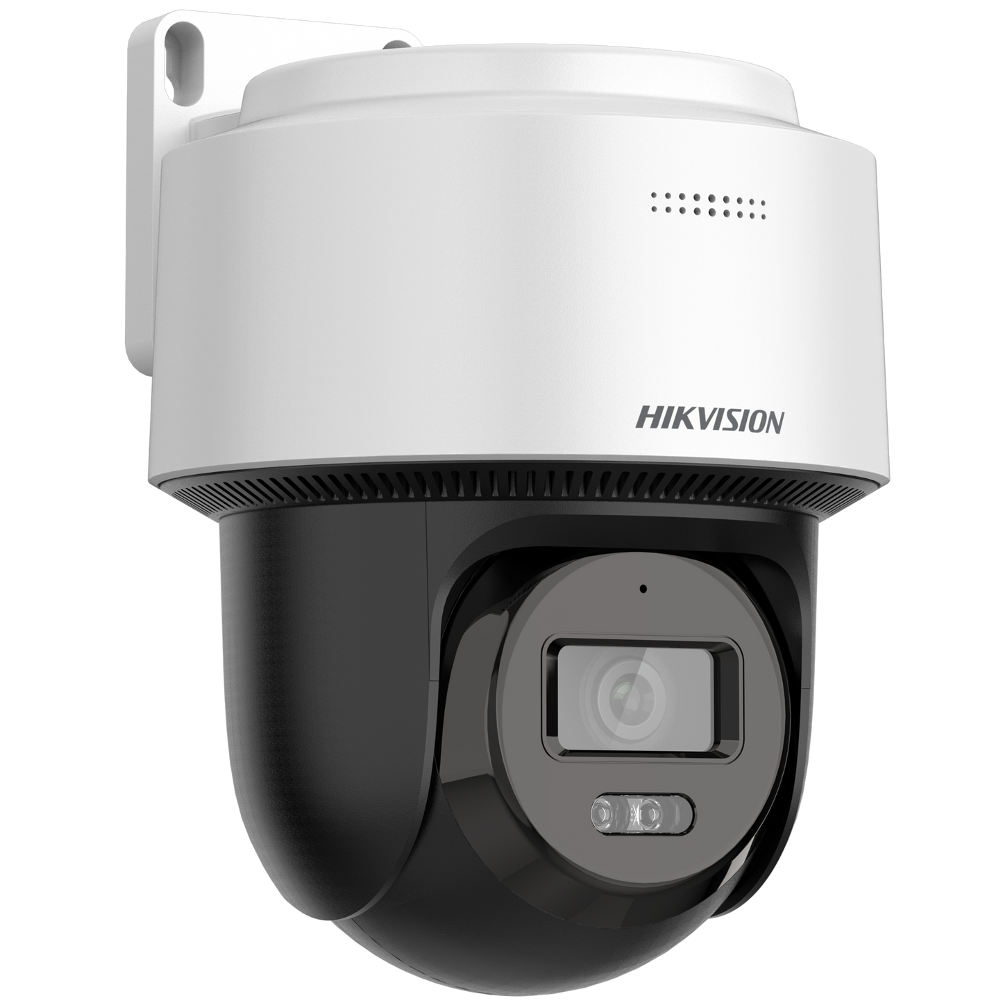 Domo PT IP 4 Megapixel / Lente 4 mm  / Dual Light (30 mts IR + 30 mts Luz Blanca) / ACUSENSE / Autoseguimiento en Humanos / PoE / IP66 / Micrófono y Bocina Integrado (Audio de Dos Vías) / Micro SD / Incluye Montaje de Pared