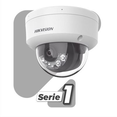 Domo IP 4 Megapixel / Lente 2.8 mm / Dual Light (30 mts IR + 30 mts Luz Blanca) / Micrófono Integrado / Antivandálico IK08 / ACUSENSE Lite / Exterior IP67 / H.265 / PoE / ONVIF / Micro SD