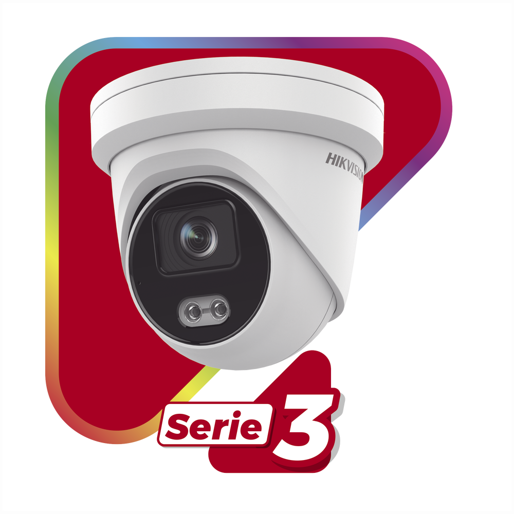 Turret IP 4 Megapixel / Imagen a color 24/7 / Lente 4 mm / Luz Blanca 40 mts / Exterior IP67 / Micrófono Integrado / WDR 120 dB / Audio y Alarma / Onvif / MicroSD