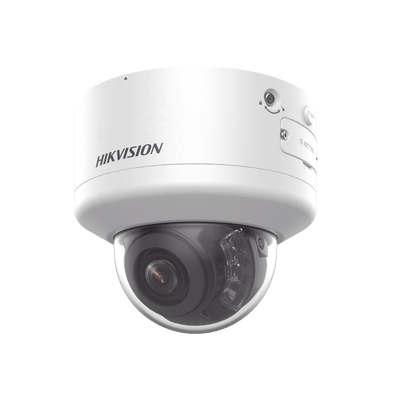 Domo IP 4 Megapixel / Lente Mot. 2.7 a 13.5 mm / Dual Light (40 mts IR + 40 mts Luz Blanca / Exterior IP66 / IK10 / Audio y Alarma I/O / PoE+ / ONVIF / Micro SD / 4 Analíticos: AcuSense, Deteccion Facial, Conteo de Personas por Cruce y Zona