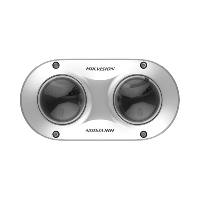 PanoVu Series / Lente Dual de 4 Megapixel / 2 Lentes Fijos de 2.8 mm / Recomendado para Pasillos o Esquinas / IP67 / IK10 / PoE / WDR 120 dB / 10 mts IR / Entrada y Salida de Audio y Alarma / MicroSD