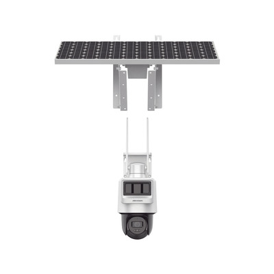 Kit Solar IP All in One / Doble Detección (Radar + PIR) / PT IP 4 Megapixel / Lente 4 mm / Panel Solar / Batería de Respaldo de Litio 90Wh (Hasta 2 días) / Conexión 4G / Audio de Dos Vías / Accesorios de Inst. / Direc