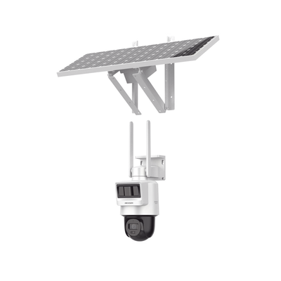 Kit Solar IP All in One / Doble Detección (Radar + PIR) / PT IP 4 Megapixel / Lente 4 mm / Panel Solar / Batería de Respaldo de Litio 90Wh (Hasta 2 días) / Conexión 4G / Audio de Dos Vías / Accesorios de Inst. / Direc