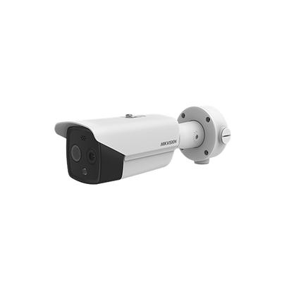 Bala IP Dual / Térmica 9.7 mm (160 x 120) / Óptico 8 mm (4 Megapixel) / DETECCIÓN DE PERSONAS 285 m /40 mts IR / Exterior IP67 / PoE / Termométrica / Detección de Temperatura / Sirena y Luz Inte / Micro SD 32 GB Incluida