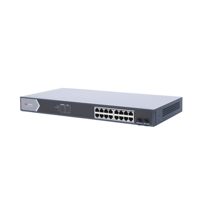 Switch Gigabit PoE+ / Administrable / 16 Puertos 10/100/1000 Mbps PoE+ / 2 Puertos SFP / Configuración Remota desde Hik-ParnerPro / PoE hasta 300 Metros / 225 W