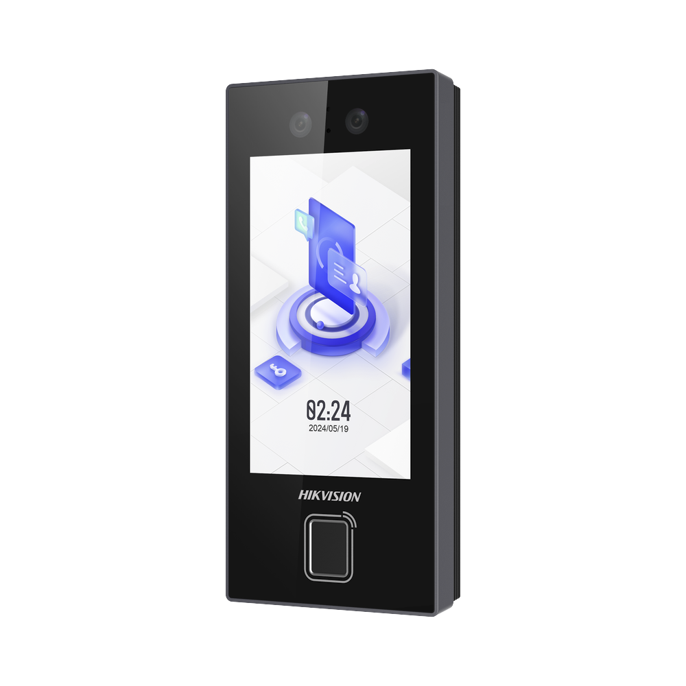Terminal Facial Min Moe con LECTOR DE HUELLAS y Tarjetas PROX EM / 3000 Rostros / 3000 Huellas / Pantalla 4.5" / Administrable en la Nube con HikConnect Teams / Exterior IP65 / PoE / WiFi