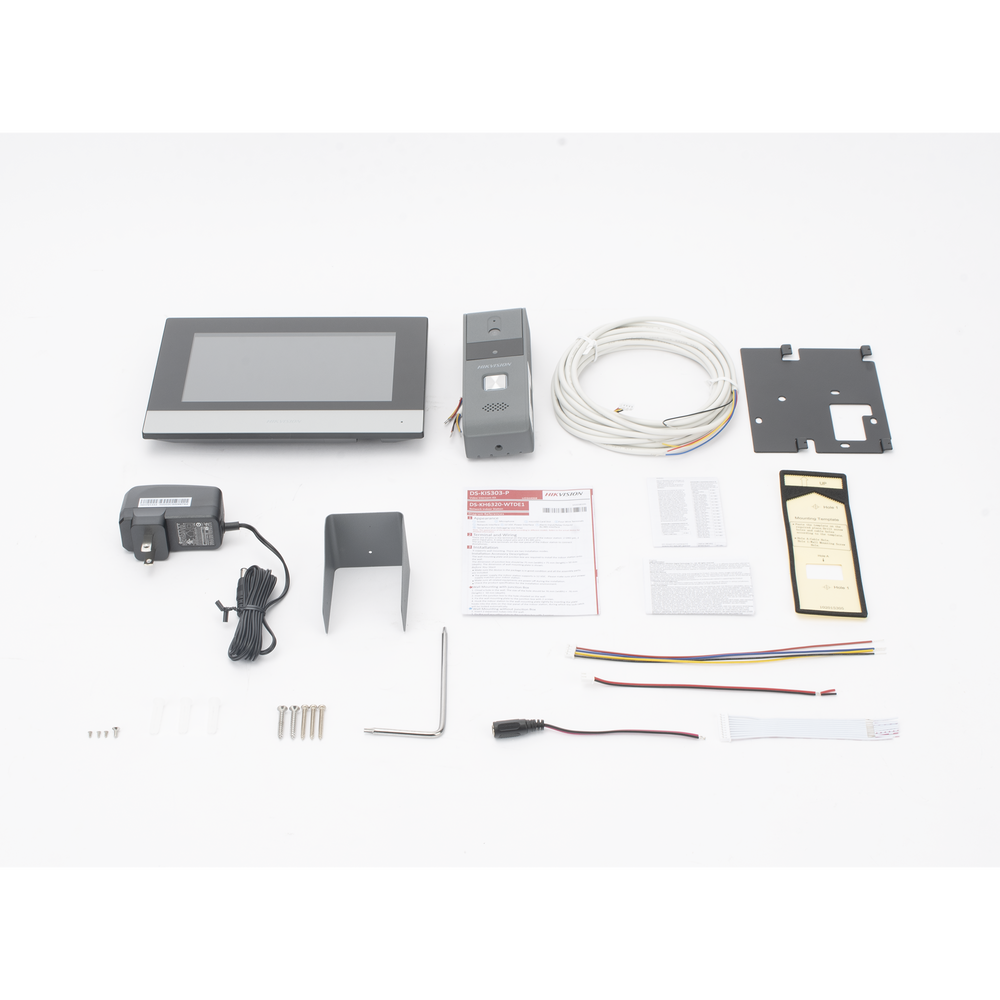 Kit de Videoportero Analógico METALICO / IP a 4 Hilos con Función de Llamada a App Hik-Connect / Monitor se Conecta a Internet por Cable o WiFi y por 4 Hilos al Frente de Calle IP65 / Expandible a Mas Equipos