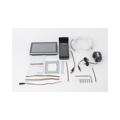 Kit de Videoportero Hibrido TurboHD con Pantalla LCD touch de 7" Wi-Fi / Frente de Calle para Exterior Metálico / 720p (1 Megapíxel )117° de Visión (Gran Angular) / Llamada a App Hik-Connect