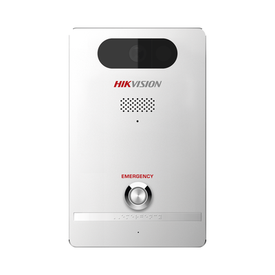 Estación de Alarma de Pánico / Cámara de 2 Megapixel / Micrófono Integrado / Exterior IP65 / Protección IK10 / PoE / 10 mts IR / Compible con Hik-Connect / Entradas y Salidas de Alarma