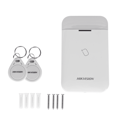 (AX PRO) Lector de Tag Inalámbrico HIKVISION / Permite Armar y Desarmar / Incluye 2 Tag DS-PT-M1