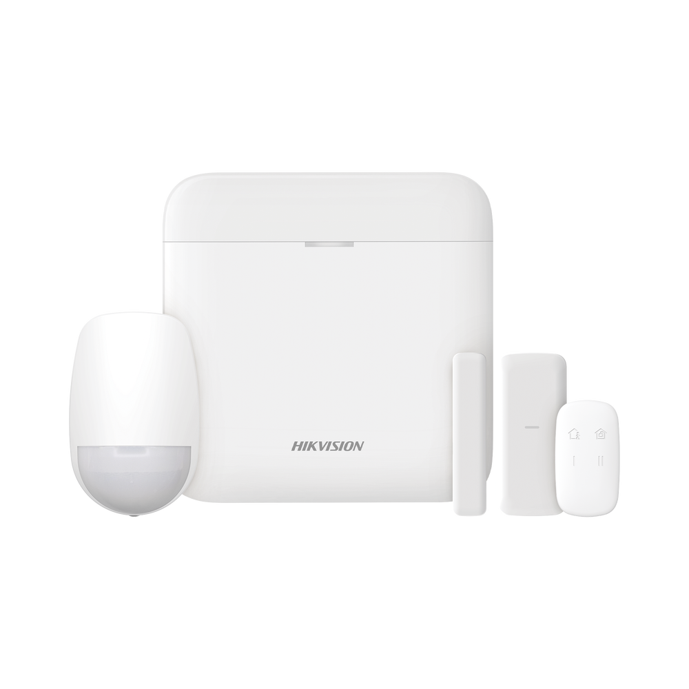 (AX PRO) KIT de Alarma AX PRO / Incluye: 1 Hub con bateria de respaldo / 1 Sensor PIR / 1 Contacto Magnético slim / 1 Control Remoto / WiFi / Compatible con Hik-Connect P2P