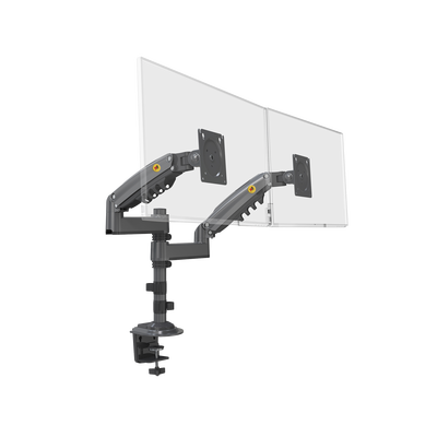 Montaje de Escritorio articulado para 2 monitores de 17 a 27" / Soporta hasta 9kg por monitor / Vesa 75 x 75 / 100 x 100 / Acero / Rotación: 360°