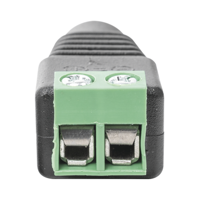 Adaptador Hembra Tipo Jack de 3.5 mm polarizado de 12 Vcc / Terminales Tipo Tornillo / Polarizado (+/-) / Ideal para Cámaras de Video Vigilancia.