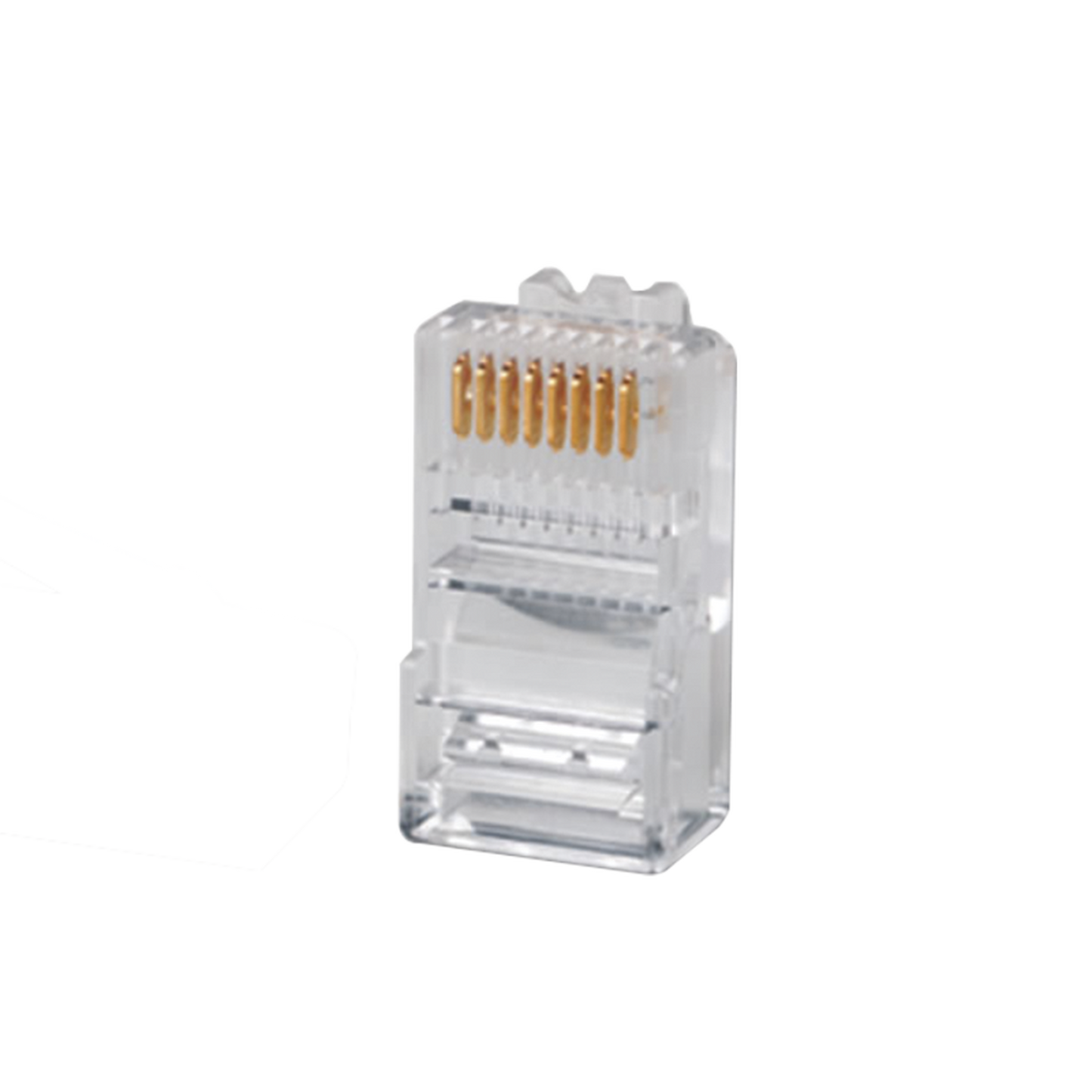 Plug RJ45 Cat5e, Para Cable UTP Calibre 22 a 26 AWG, Chapado en Oro de 50 micras