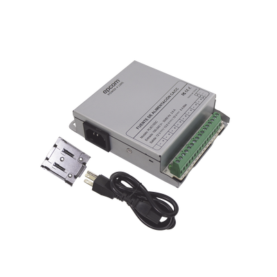 Fuente de Poder Metálica / Para 8 Cámaras / Ajustables a 12 o 13.5 o 15 Vcc / 8 Amperes / Instalación en Pared o Riel Din.