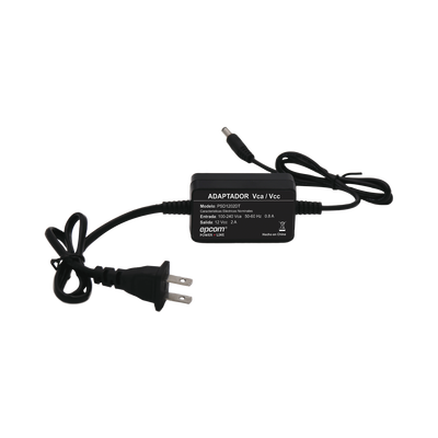 Adaptador 12 Vcc / 2 Amp / Con Terminales de Extensión / Distancias de cable hacia Vca 50 cm / Distancia de cable hacia dispositivo de 50 cm