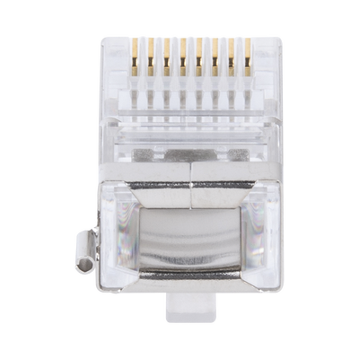 Bote con 100 Piezas de Plug Modular RJ45 Cat5e blindado, chapado de oro a 30 micras para durabilidad extrema CON PIN DE TIERRA