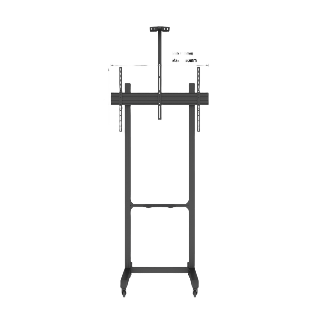 Montaje de Piso Móvil para Pantallas de 65 in a 100 in | vesa 100 x 100 hasta 1000 x 600 | carga maxima soportada 120kg| Fabricado en aluminio y acero