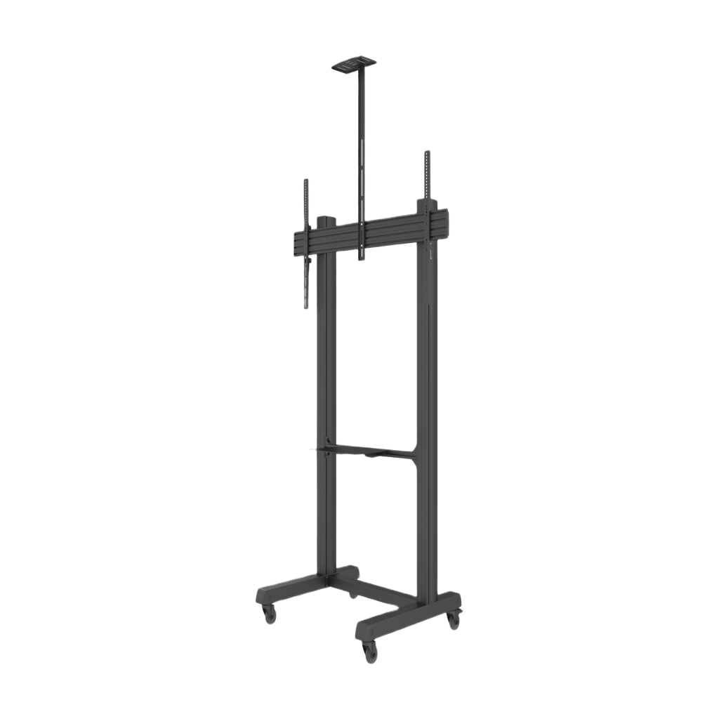 Montaje de Piso Móvil para Pantallas de 65 in a 100 in | vesa 100 x 100 hasta 1000 x 600 | carga maxima soportada 120kg| Fabricado en aluminio y acero