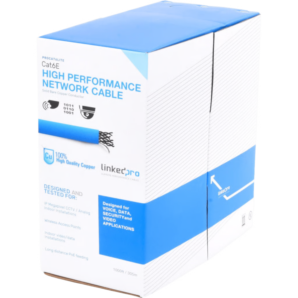 Cable de Red UTP / Cat6 / 24 AWG / 305 m (1000 ft) / 100% Cobre / 250 MHz / CM / Interior / Azul