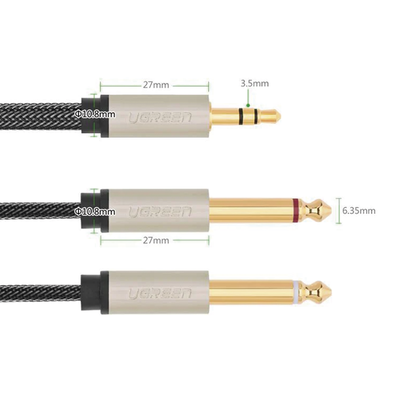 Cable de Audio Premium de 3.5 mm a 6.35mm / Blindaje Interior Múltiple / Transferencia de Audio sin Pérdidas / 5 Metros / Caja de Aleación de Zinc / Amplia Compatibilidad.