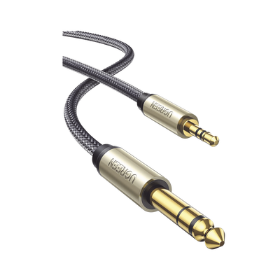 Cable Audio Estéreo 3.5mm (1/8") TRS a 6.35mm (1/4") TS / 1 Metro / Audio de Hi-Fi / Trenza de Nylon / Blindaje Múltiple / Caja de Aleación Zinc / Núcleo de Cobre Puro / Compatibilidad Universal