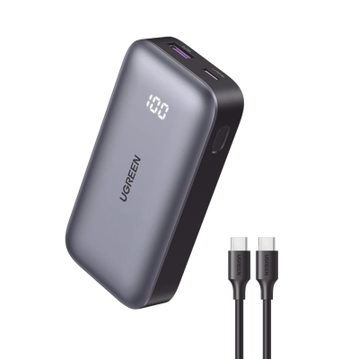 Mini Power Bank 30W  | 10 000 mAh |  2 Puertos PD3.0, USB C+A | Carga Rápida | Pantalla Digital | Compatible con iPhone 16 Pro Max/15/14, MacBook Air, iPad, Galaxy S24 Ultra, | Color Negro.