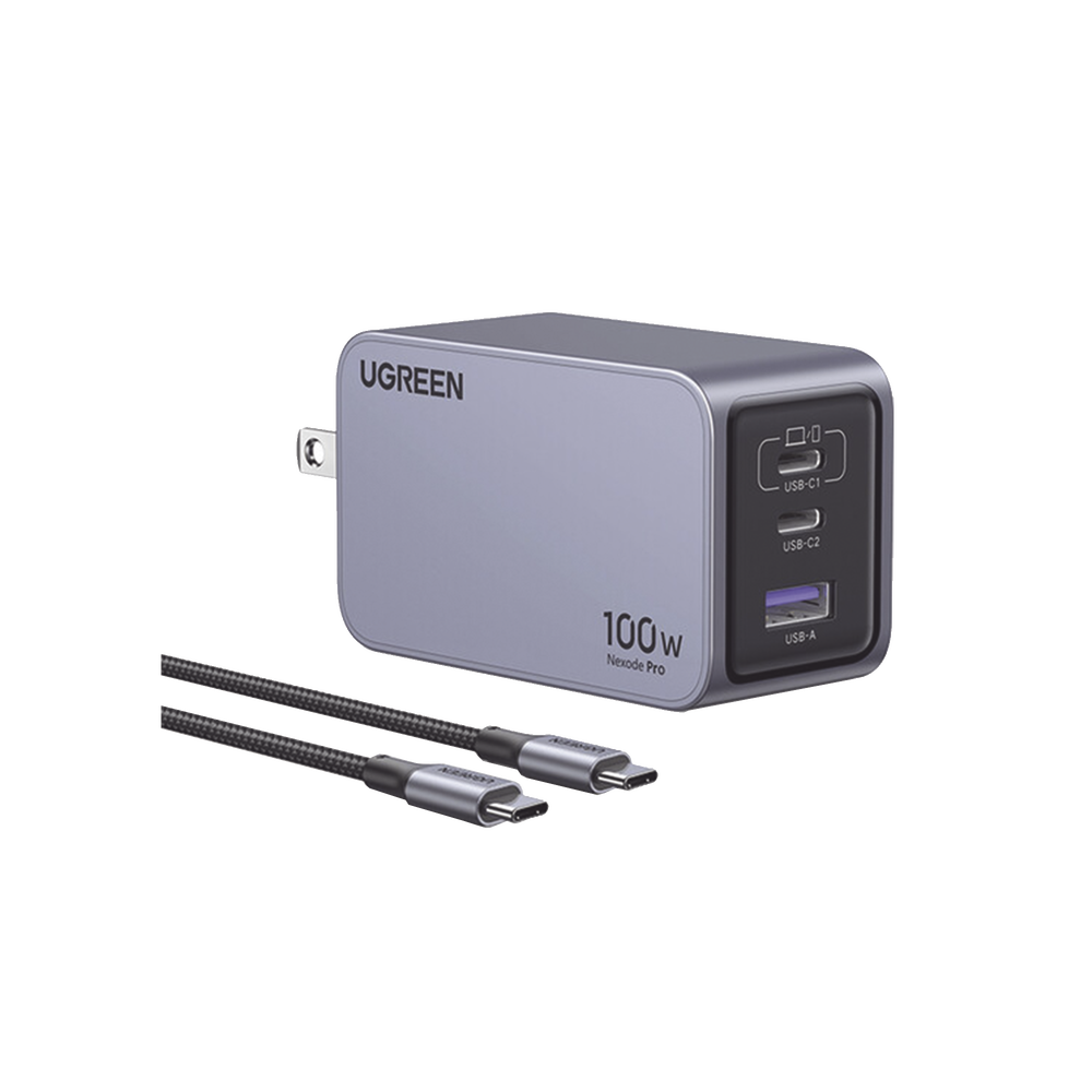 Cargador de 100W serie Nexode PRO | 3 Puertos de Carga Rápida | 2 USB-C | 1 USB-A | Tecnología GaN II +SIC | PD3.1 / QC4.0 | Tecnología de Protección Térmica | Optimiza la Experiencia de Carga | Incluye cable USB-C