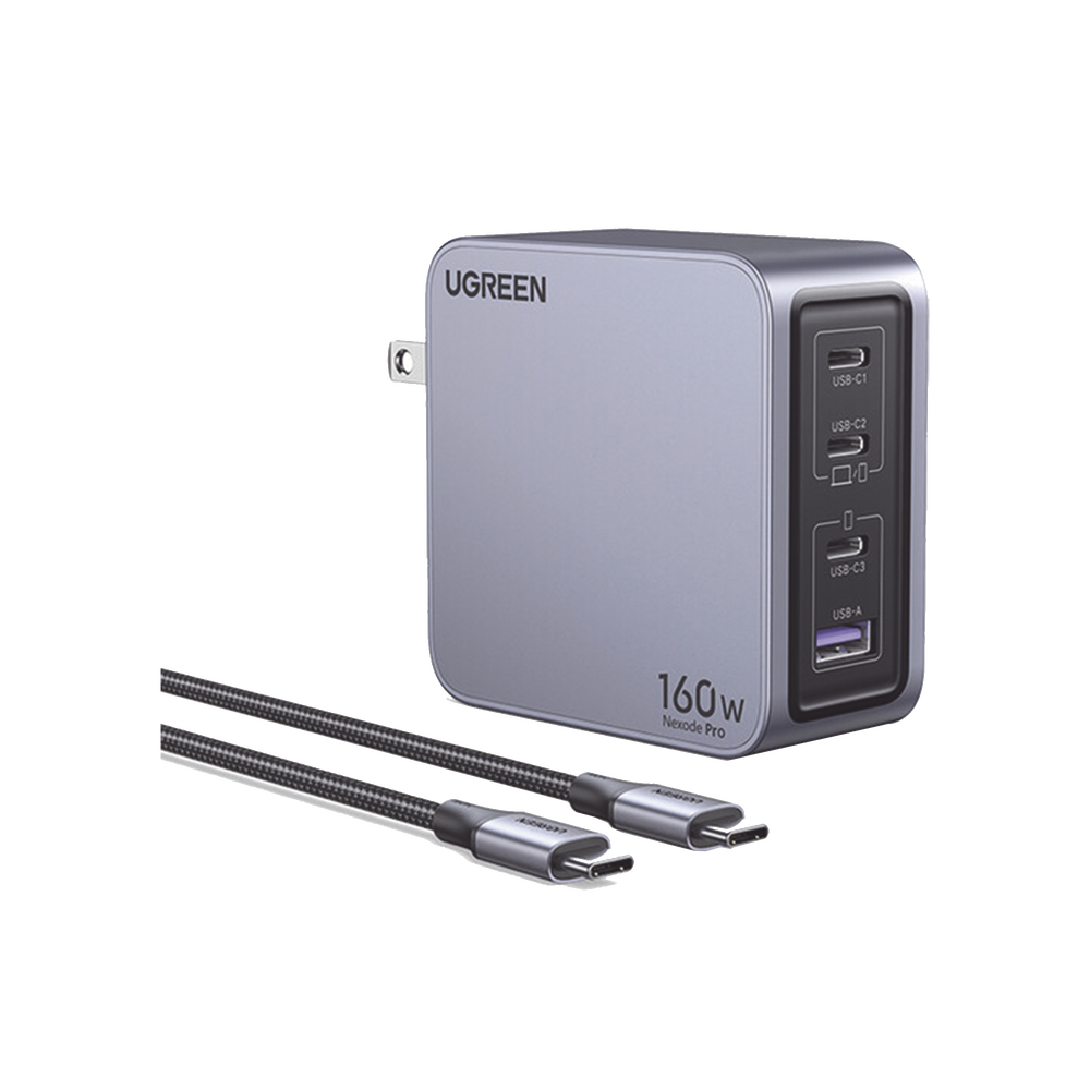 Cargador de 160W serie Nexode PRO | 3 Puertos de Carga Rápida | 2 USB-C | 1 USB-A | Tecnología GaN II +SIC | PD3.1 / QC4.0 | Tecnología de Protección Térmica | Optimiza la Experiencia de Carga | Incluye cable USB-C