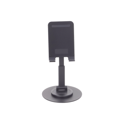 Soporte para Teléfono Celular Giratorio | 360° de Rotación | Angulo Ajustable | Altura Ajustable 17-20cm  | Antideslizante | Ejes Giratorios de Alta Precisión| Plegable | Aluminio | Color Gris