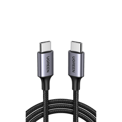 Cable USB-C a USB-C | 2 Metros | Transferencia de datos de 480 Mbps | Carga Rápida de hasta 60W | QC 4.0/3.0/2.0 | PD3.0 | FPC | AFC | Protección Integrada | Caja de Aluminio | Nylon Trenzado | Color Negro | 2 años de Garantía.