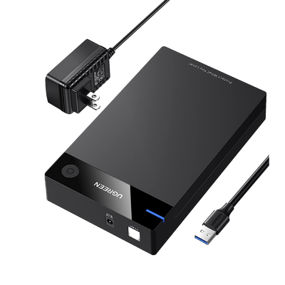 Carcasa Disco Duro 3.5" con Cable USB 3.0 y Adaptador de Corriente 12V 2A Incluido, Caja Disco Duro USB 3.0 con UASP para HDD SSD SATA I/II/III, Hasta 16 TB.