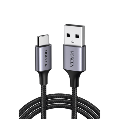 Cable USB-A a USB-C | 1 Metro | Transferencia de datos de 480 Mbps | Carga Rápida | QC 4.0/3.0/2.0 | FPC | AFC | Protección Integrada | Caja de Aluminio | Nylon Trenzado | Color Negro | 2 años de Garantía.