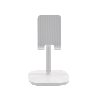 Soporte para Telefono Celular & Tablet / Ajustable de 5° a 45° / Base Antideslizante / Proteccion de Silicona / ABS / Amplia Compatibilidad con dispositivos de 4'' a 7.9'' / Color Blanco