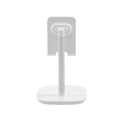 Soporte para Telefono Celular & Tablet / Ajustable de 5° a 45° / Base Antideslizante / Proteccion de Silicona / ABS / Amplia Compatibilidad con dispositivos de 4'' a 7.9'' / Color Blanco