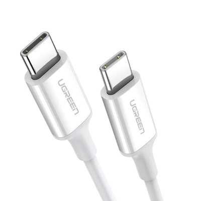 Cable USB-C a USB-C | 1 Metro | Carga Rápida de hasta 60W | Transferencia de datos de 480 Mbps | PD3.0 | QC 4.0/3.0/2.0 | FPC | AFC | Duradero y Flexible| Caja ABS | Cubierta de TPE | Color Blanco | 2 años de Garantía.