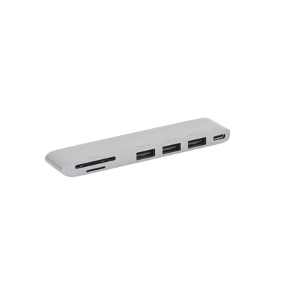 HUB USB-C (Thunderbolt 3) 6 en 2 | 3 Puertos USB3.0 | 1 USB-C (PD 100W) | Transferencia de Video y Datos | Memoria SD+ Micro SD (TF) Uso Simultáneo | Multifuncional para MacBook Pro/Air | Carcasa de Aluminio.