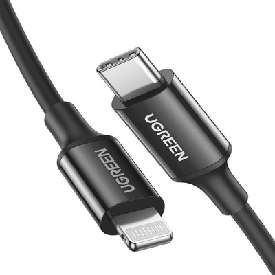 Cable USB-C a Lightning | 1 Metro | Certificado MFi | Carga Rápida 60W | 480 Mbps | PD | Conector C94 | Adecuado para iPhone, iPad y iPod | Protección Integrada | Caja de ABS | Cubierta de TPE | Color Negro | 2 años de Garantía