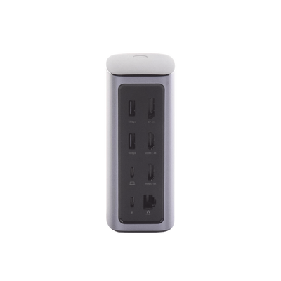 HUB USB-C (Docking Revodok Pro) 12 en 1 | 2 USB-A 3.0 | 1 USB-C PD Carga 100W | 1 USB-A 3.1 | 1 USB-C 3.1 | HDMI 4K | HDMI 8K Ultra HD | Display Port 4K | RJ45 (Gigabit) | Lector Tarjeta SD + Micro SD (TF) | Jack Audio 3.5mm.